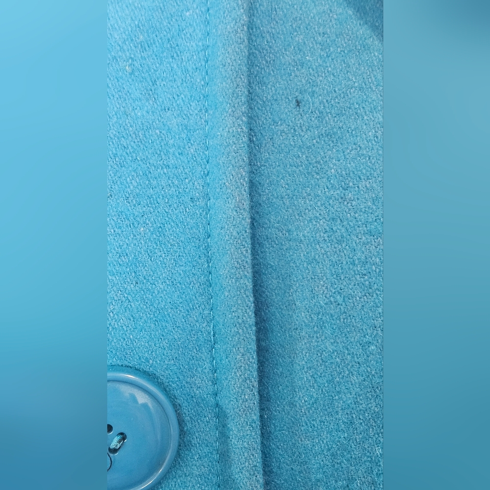 Tulle Original Clothing Anthropologie Teal Blue Wool Pea Coat Jacket Size L - Picture 6 of 13